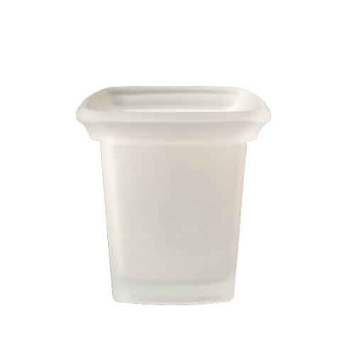 Novelty wall mounted square toilet brush set in frosted glass