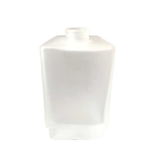 Trapezoidal shaped laundry detergent dispenser made out of frosted glass