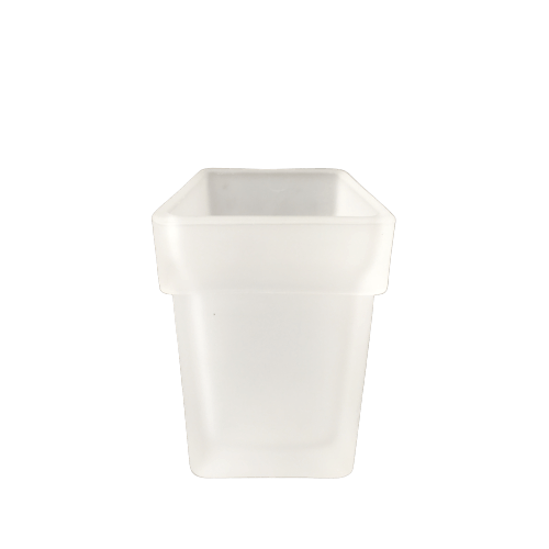 Trapezoidal shaped frosted glass toothbrush holder