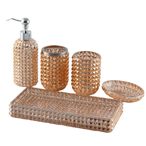 Luxury gold plated 5 piece bathroom sets for sale