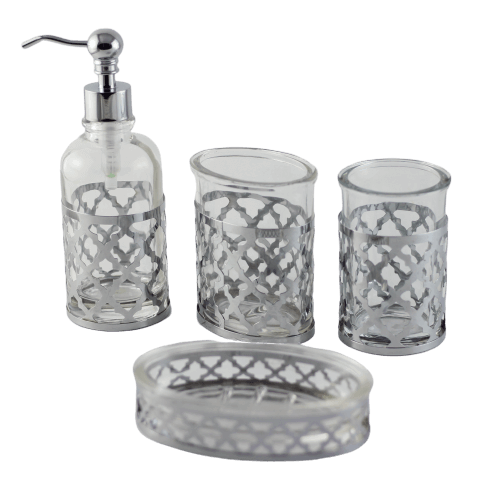 4 piece bath collection set with chrome-plated sleeve 