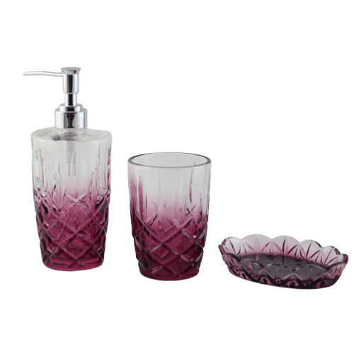 Burgundy 3 piece glass bathroom ensemble sets