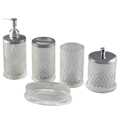 Diamond pattern complete 5 piece bathroom bath sets 
