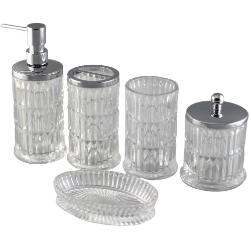 Fence pattern 5 piece clear bath collection sets